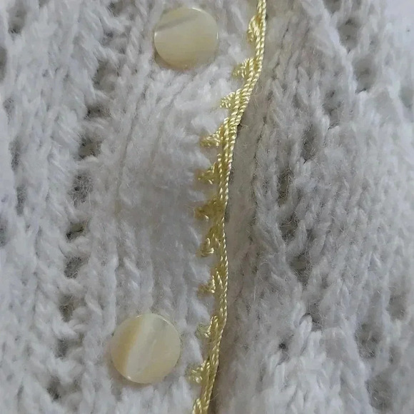 Hand Knit Crochet Button Front Sweater Cardigan - Picture 4 of 5